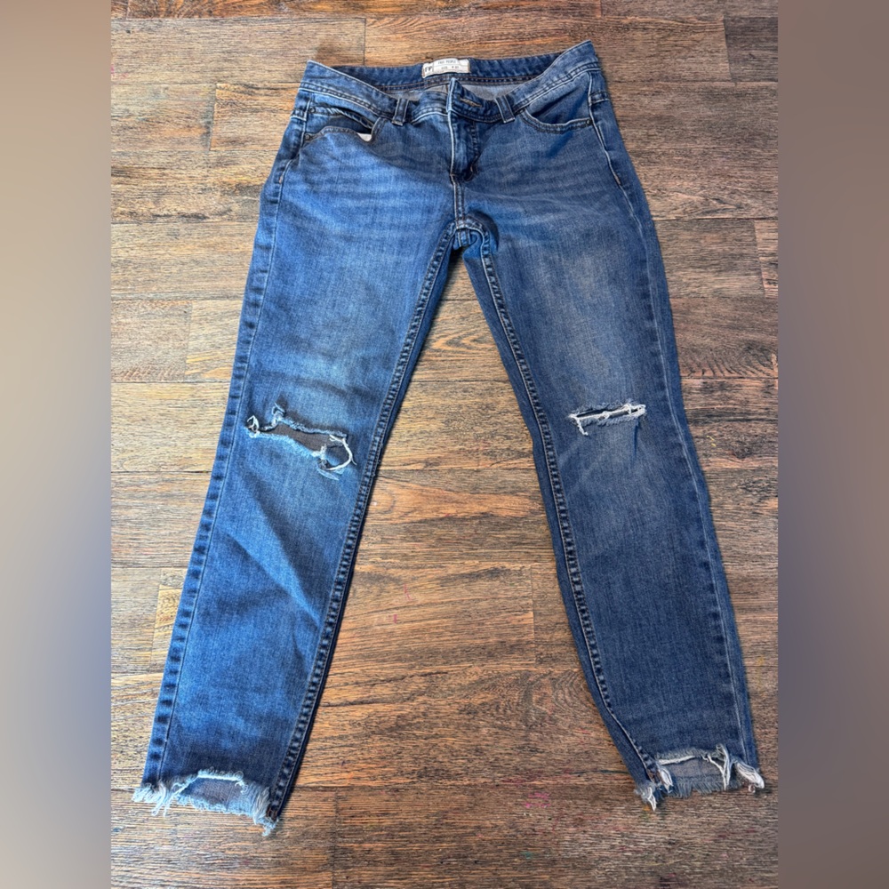Free People Distressed Skinny Jeans in Blue